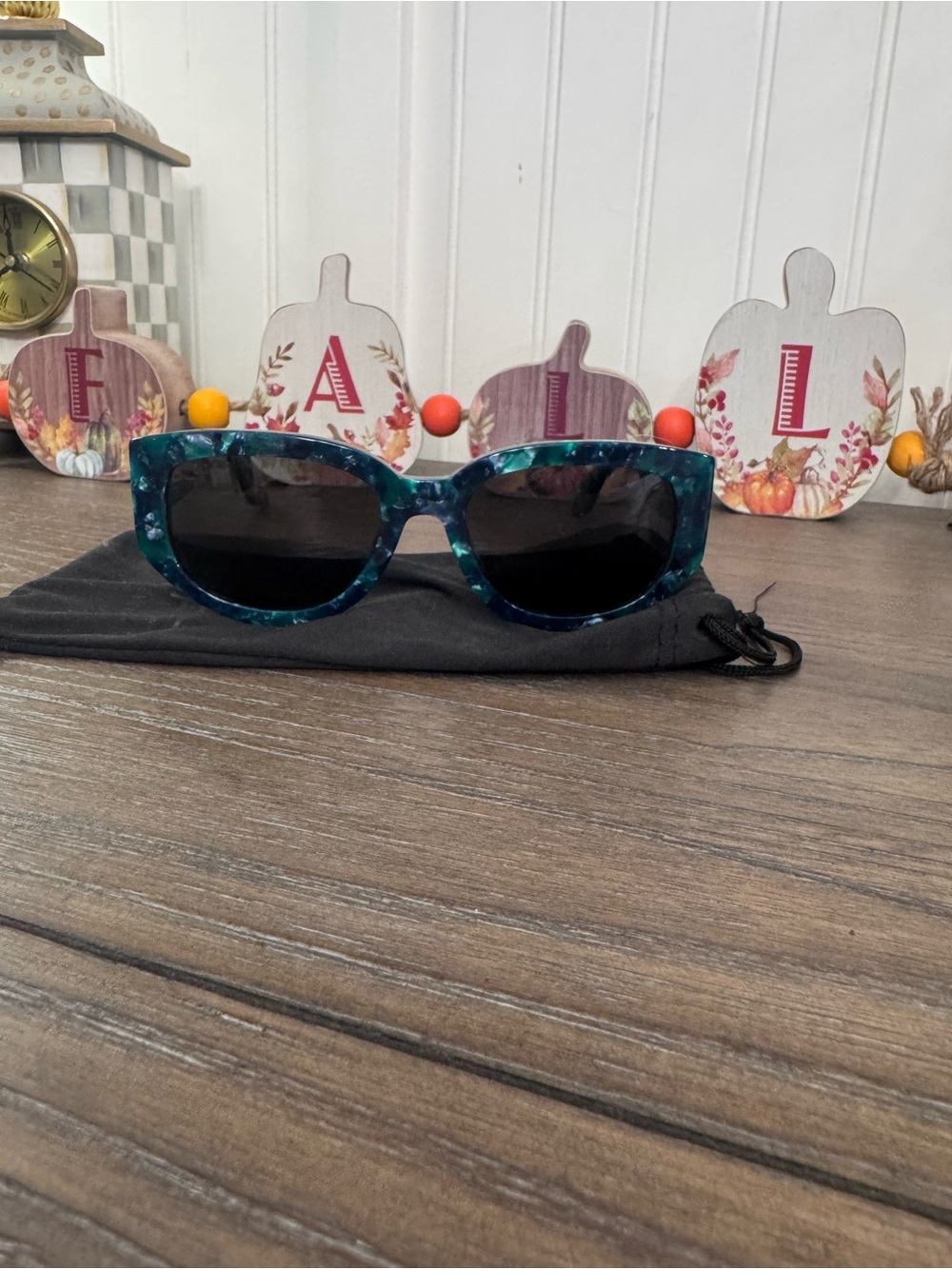 Diff Eyewear Blue Green Tortoiseshell Cat-Eye Sunglasses